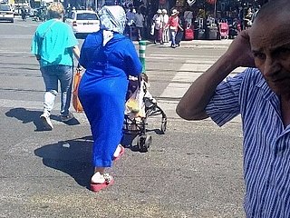ヒジャーブ大きなお尻、青djellaba