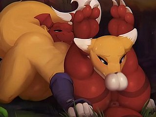 रेनमॉन एक्स Guilmon Blowjob प्यारे