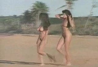 두 개의 나체 주의자 해변 아가씨