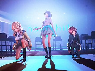 Shani - 섹시한 10대 3명이 춤을 추고 점차 옷을 벗음(3D HENTAI)
