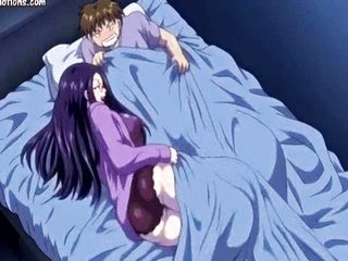 Lascivo anime fica coberto de cum
